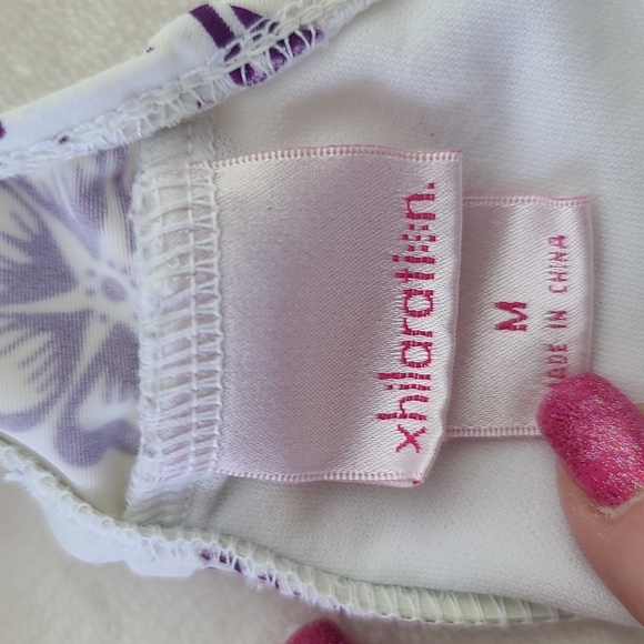 Xhilaration purple & white bikini top. - Picture 3 of 5